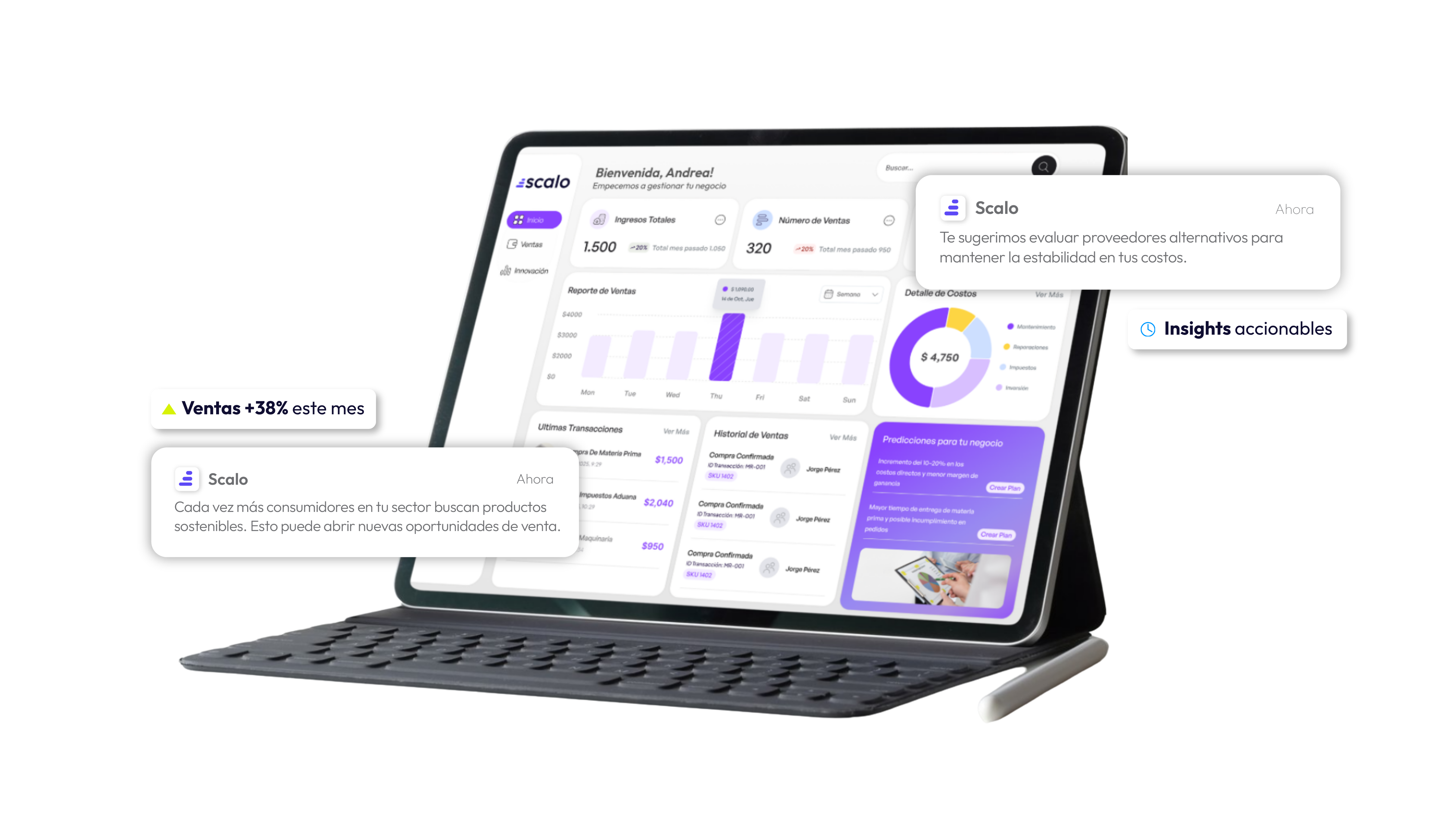 Dashboard de Scalo en tablet